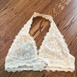 Delicate Lace Halter Bralette in Cream